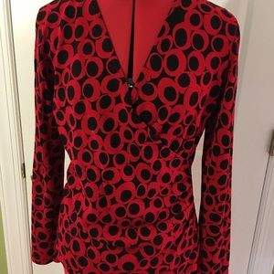 Nine west red/black V-neck crossover sweater large